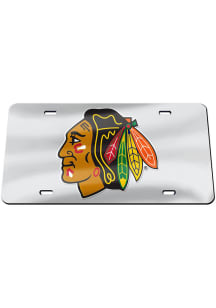 Chicago Blackhawks Silver Classic Acrylic Team Logo Silver Car Accessory License Plate
