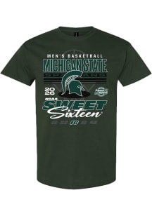 Something Inked Michigan State Spartans Green 2026 NCAA March Madness Sweet 16 Bound Short Sleeve..
