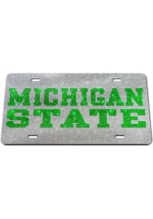 Michigan State Spartans Silver Glitter Car Accessory License Plate
