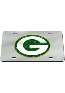 Green Bay Packers Silver Glitter Logo Car Accessory License Plate