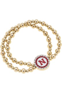 Nebraska Cornhuskers Disc Bead Stretch Womens Bracelet