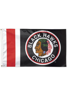Chicago Blackhawks Reverse Retro Logo Silk Screen Grommet Flag - Black