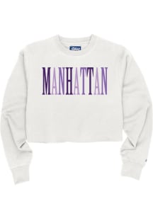Blue 84 Manhattan Womens White Multi Wordmark Crew Sweatshirt