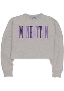 Blue 84 Manhattan Womens Grey Multi Wordmark Crew Sweatshirt