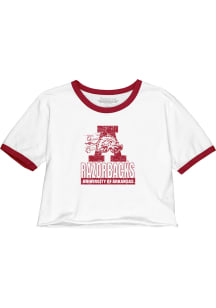 Arkansas Razorbacks Womens White On the Block Short Sleeve T-Shirt