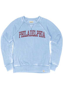 Blue 84 Philadelphia Womens Light Blue Arch Wordmark Crew Sweatshirt