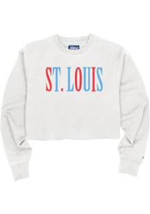 Blue 84 St Louis Womens White Multi Wordmark Crew Sweatshirt