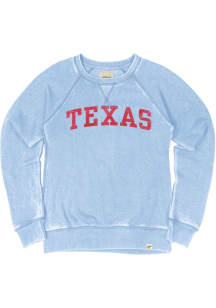 Blue 84 Texas Womens Light Blue Arch Wordmark Crew Sweatshirt