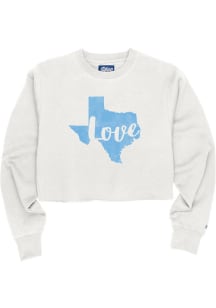 Blue 84 Texas Womens White State Shape Love Crew Sweatshirt