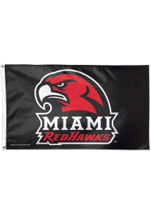Miami RedHawks Basic Logo Silk Screen Grommet Flag - Red