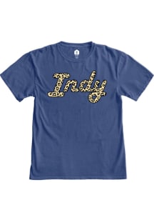 Rally Indianapolis Womens Blue Cheetah Wordmark Short Sleeve T-Shirt