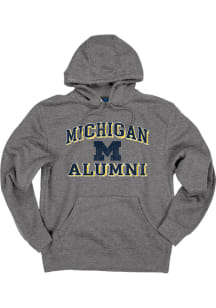Blue 84 Michigan Wolverines Mens Grey Alumni Design Long Sleeve Hoodie
