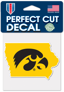 Iowa Hawkeyes 4x4 State Shape Auto Decal - Gold