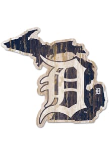 Detroit Tigers state shape Sign - Navy Blue
