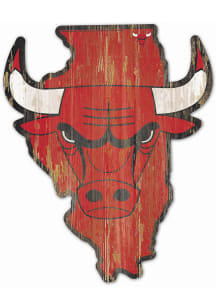 Chicago Bulls state shape Sign - Red