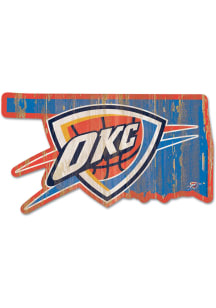 Oklahoma City Thunder state shape Sign - Blue