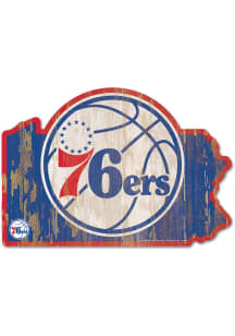 Philadelphia 76ers state shape Sign - Blue