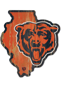 Chicago Bears state shape Sign - Navy Blue