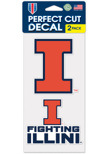 Illinois Fighting Illini 4X4 Set of 2 Auto Decal - Orange