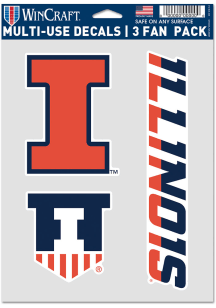 Illinois Fighting Illini 3 Pack Multi Use Auto Decal - Orange