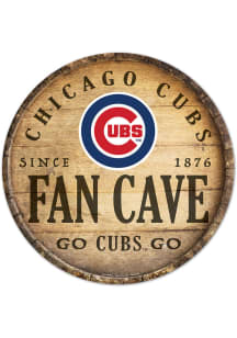 Chicago Cubs round fan cave Sign - Blue