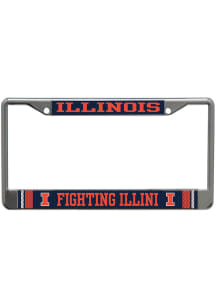 Illinois Fighting Illini Printed Metallic License Plate Frame - Orange