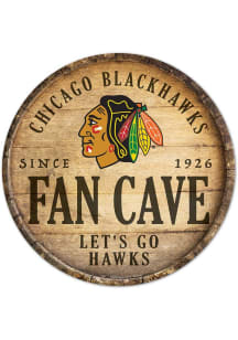 Chicago Blackhawks round fan cave Sign - Red