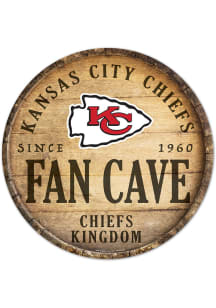 Kansas City Chiefs round fan cave Sign - Red