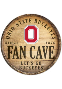 Ohio State Buckeyes round fan cave Sign - Red