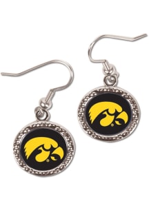 Iowa Hawkeyes Hammered Circle Dangler Womens Earrings