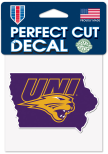 Northern Iowa Panthers 4x4 State Shape Auto Decal - Purple