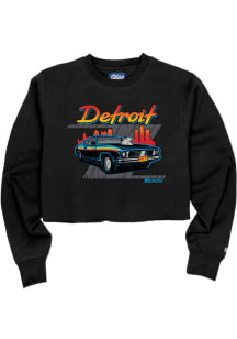 Blue 84 Detroit Womens Black Muscle Car Crew Sweatshirt