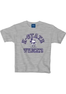 Blue 84 K-State Wildcats Youth Grey Mickey Man Cave Short Sleeve Fashion T-Shirt