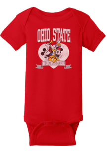 Blue 84 Ohio State Buckeyes Baby Red Disney Heart Troop Short Sleeve One Piece
