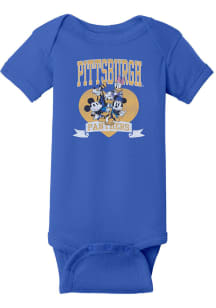 Blue 84 Pitt Panthers Baby Blue Disney Heart Troop Short Sleeve One Piece