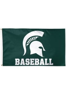 Michigan State Spartans Baseball 3x5 ft Silk Screen Grommet Flag - Green