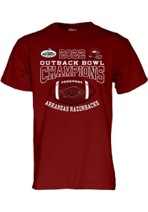 Blue 84 Arkansas Razorbacks Crimson 2021 Outback Bowl Champions Short Sleeve T Shirt