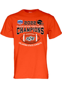 Blue 84 Oklahoma State Cowboys Orange 2021 Fiesta Bowl Champions Short Sleeve T Shirt