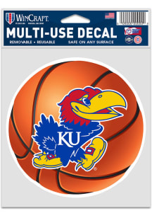 Kansas Jayhawks 3.75x5 Basketball Auto Decal - Red