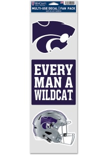 K-State Wildcats 3pk Fan Auto Decal - Purple