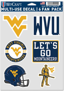 West Virginia Mountaineers Fan 6pk Auto Decal - Navy Blue