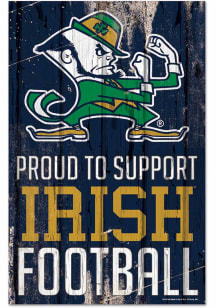 Notre Dame Fighting Irish Proud to Support Football Wood Sign - Navy Blue