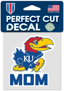 Kansas Jayhawks Mom 4x4 Auto Decal - Blue