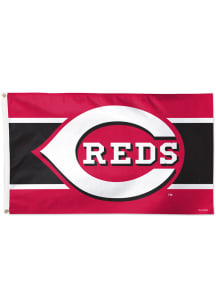 Cincinnati Reds Stripe 3x5 Silk Screen Grommet Flag - Red