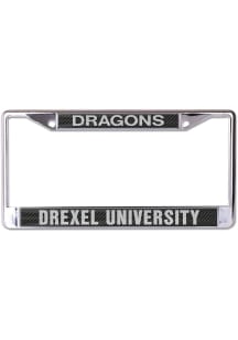 Drexel Dragons Carbon Fiber License Plate Frame - Silver
