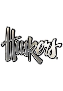 Nebraska Cornhuskers Wordmark Design Car Emblem - Silver