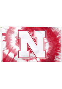 Nebraska Cornhuskers tie dye Silk Screen Grommet Flag - Red