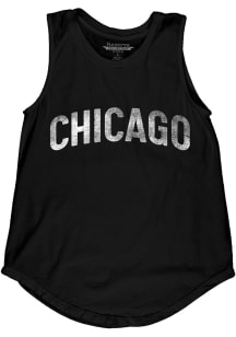 Blue 84 Chicago Womens Black Lennon Wordmark Tank Top