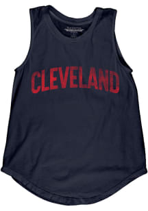 Blue 84 Cleveland Womens Navy Blue Lennon Wordmark Tank Top