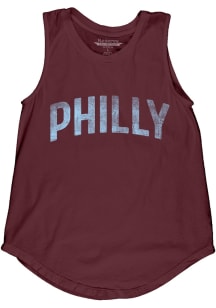 Blue 84 Philadelphia Womens Maroon Lennon Wordmark Tank Top